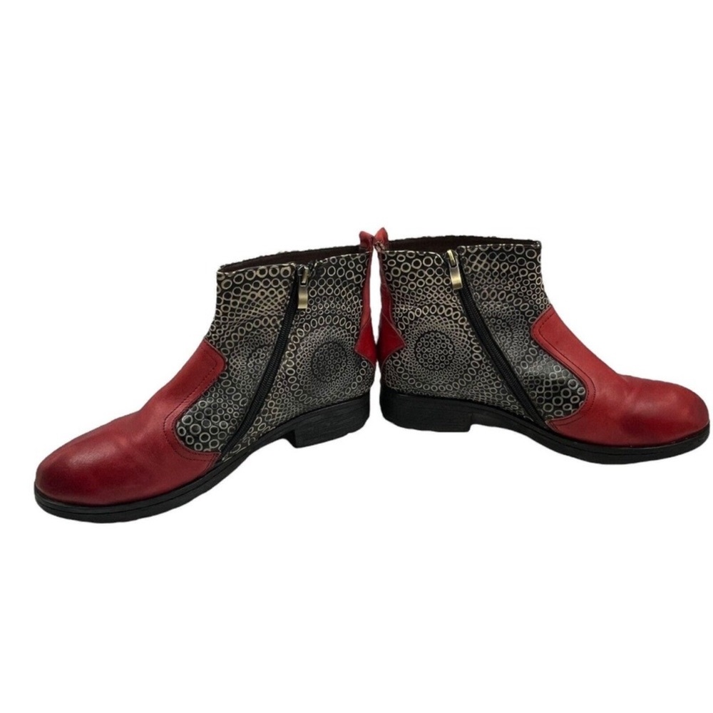 Socofy Boho Flower Patchwork Leather Red Ankle Bo… - image 7